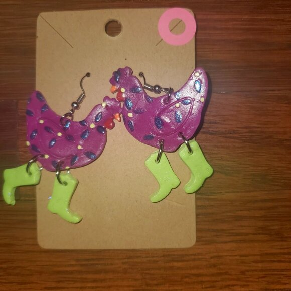 Purple cowgirl dangle earrings - Picture 1 of 1